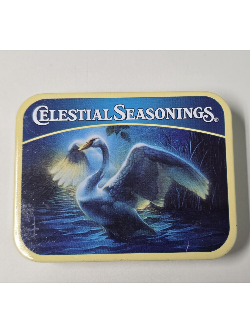 Vintage Celestial Seasonings Mini Tea Tin w/ White Swan 2002 Collection Empty